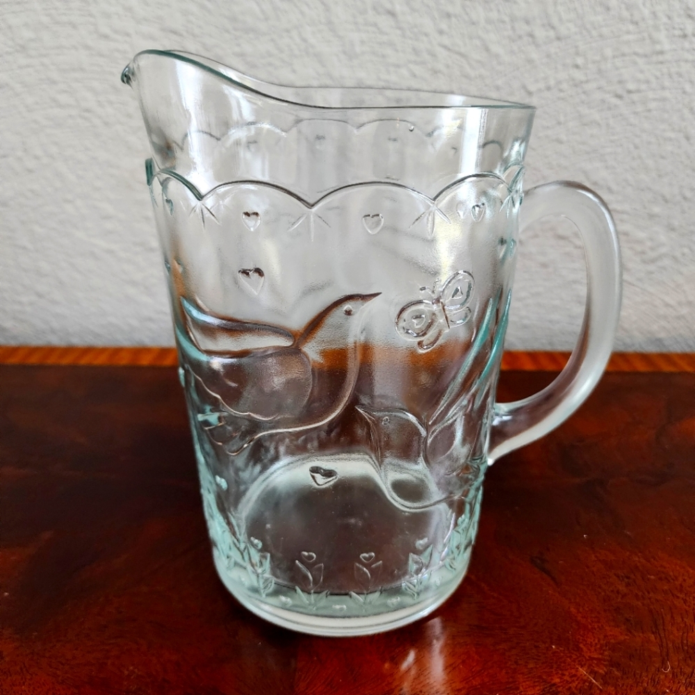 Vintage Glass Pitcher Springtime